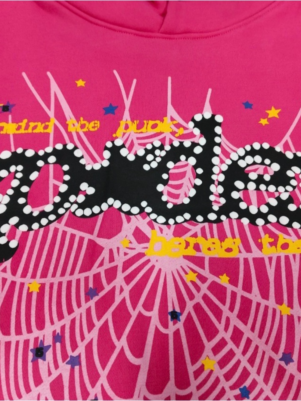 Bright Pink Fleece Hoodie with Spider Patch Detail